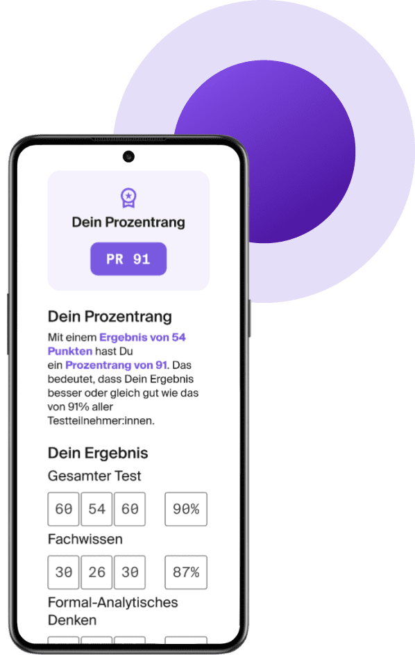 Psychologie Aufnahmetest Testsimulation Vorschau Prozentrang mymorize
