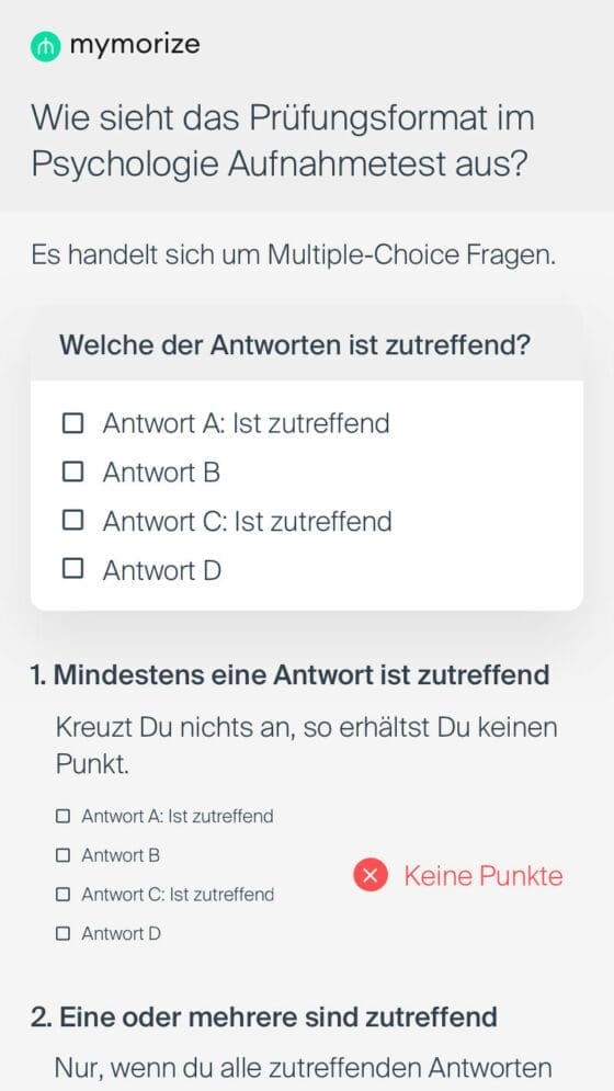 Wie sieht das Prüfungsformat im Psychologie Aufnahmetest aus?