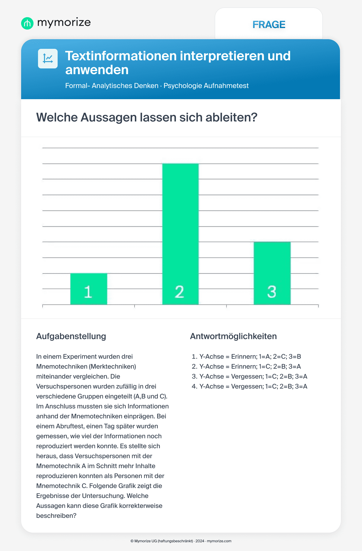 Psychologie Aufnahmetest Formal Analytisches Denken Beispiel Übung 